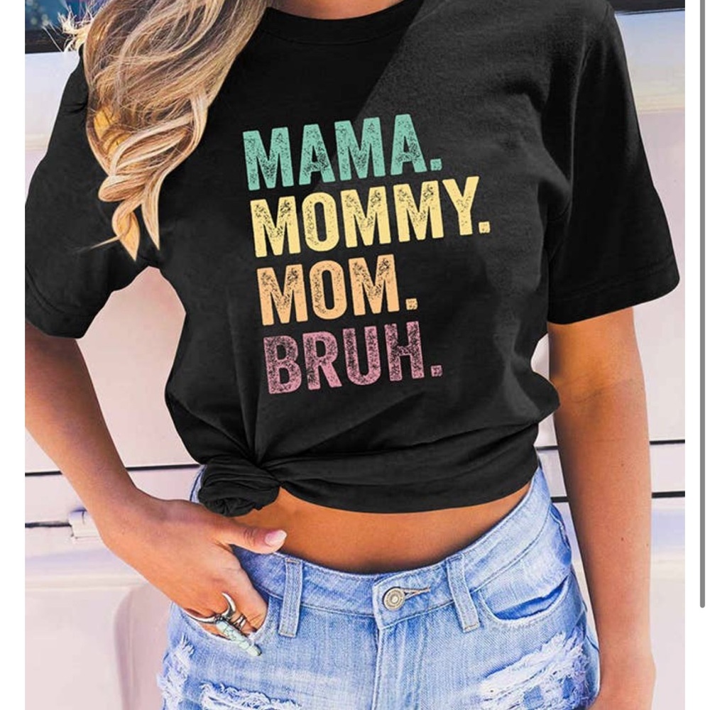 Black Graphic Tee with Colorful Text